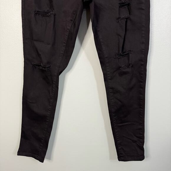 WAX JEAN Denim Womens 18 Jeans Slash Distressed Skinny High Rise Ankle Black - Picture 4 of 7